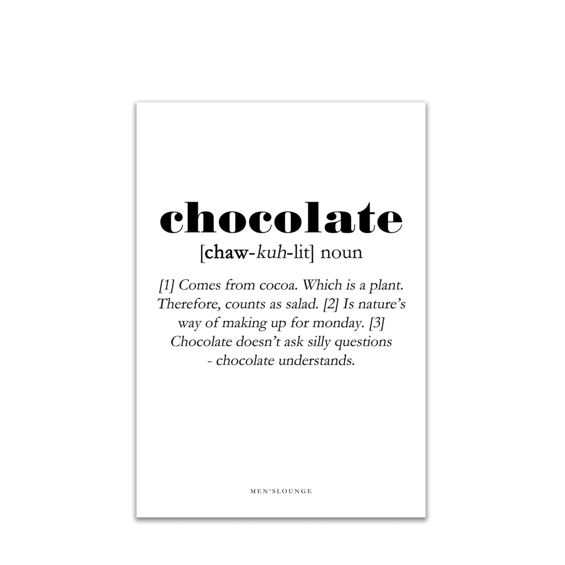 Men's Lounge Plakater Og Billeder-Chocolate Definition A4