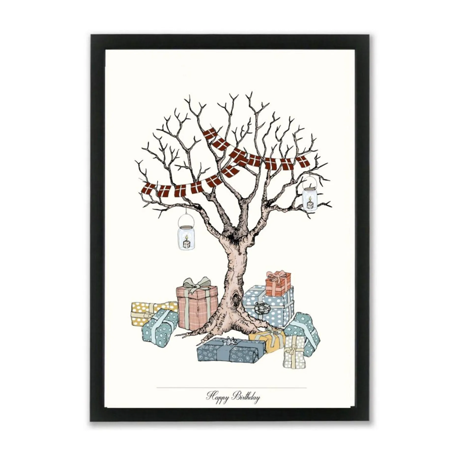 Mouse and Pen Illustration Plakater Og Billeder-Fødselsdagstræ, grøn