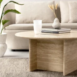 Furniture by Sinnerup Sofaborde-GALILEO rundt travertin sten sofabord Ø85 cm