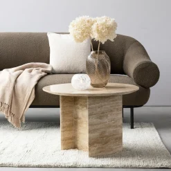 Furniture by Sinnerup Sofaborde-GALILEO rundt travertin sten sofabord Ø65 cm