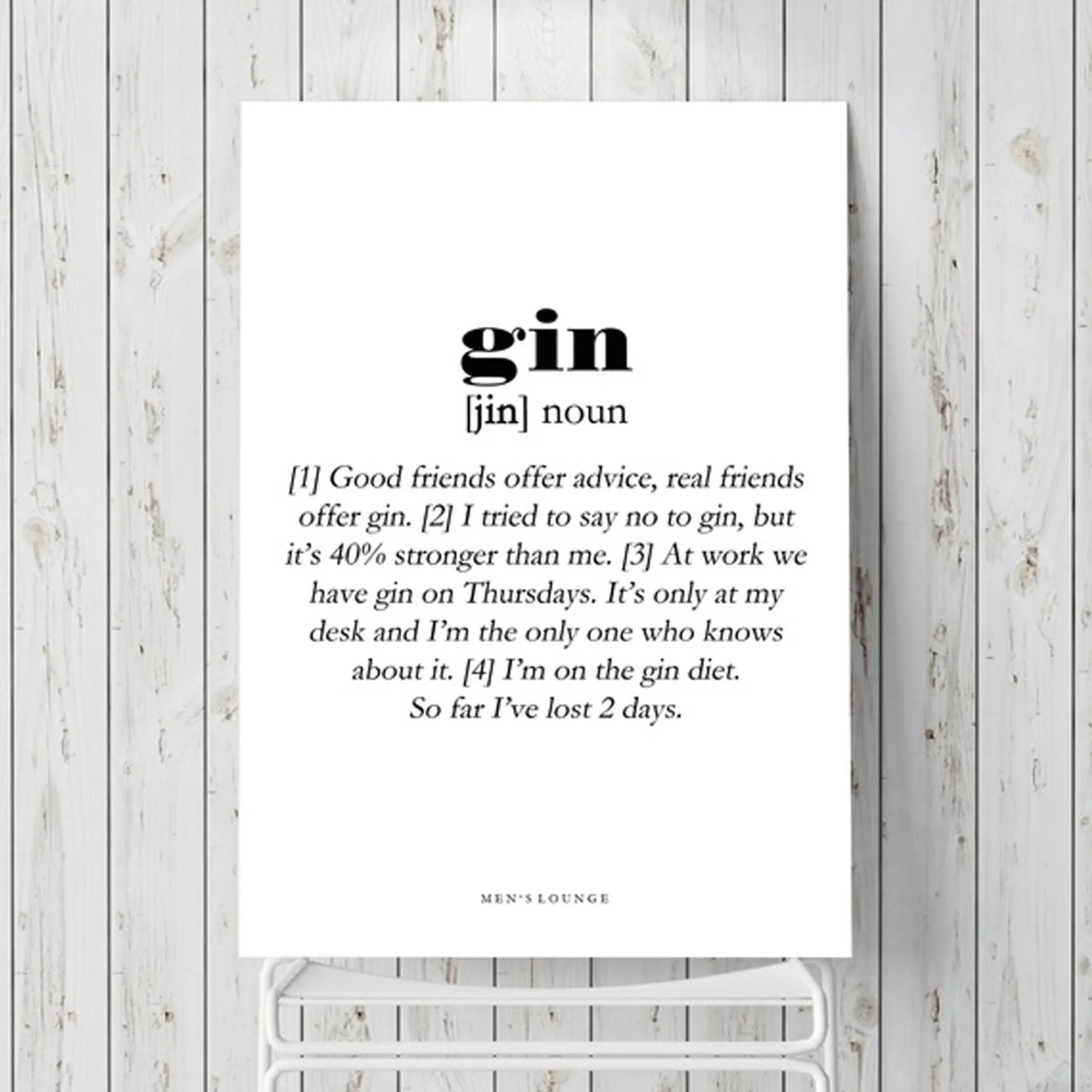 Men's Lounge Plakater Og Billeder-Gin definition A4