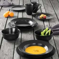 Aida Stel-Groovy frokosttallerken Ø21 cm sort stentøj