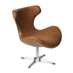 Furniture by Sinnerup Loungestole-Kato loungestol læder m. chrome drejesokkel