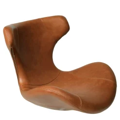 Furniture by Sinnerup Loungestole-Kato loungestol læder m. chrome drejesokkel