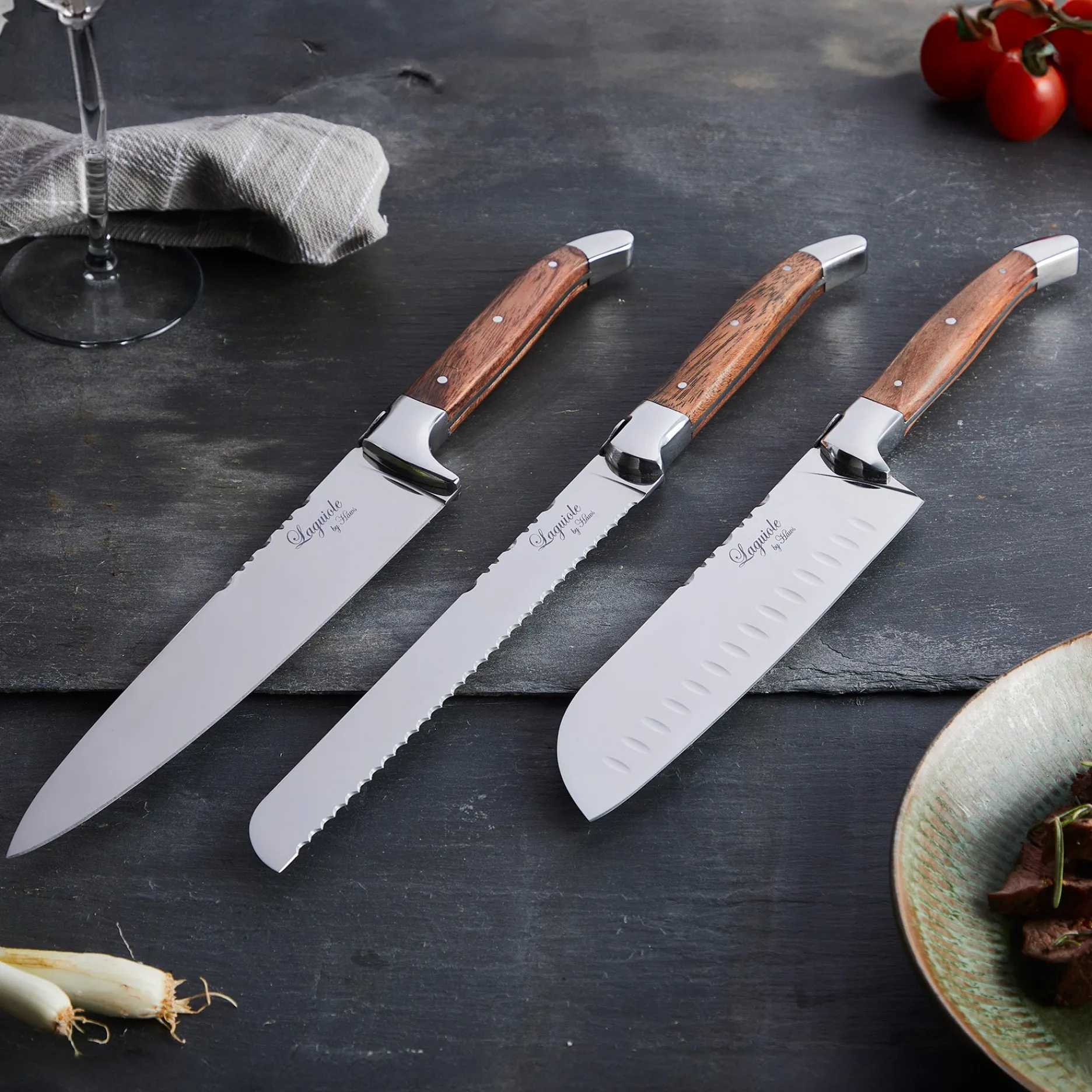 Laguiole by Hâws Knive-Knivsæt 3 dele rosewood