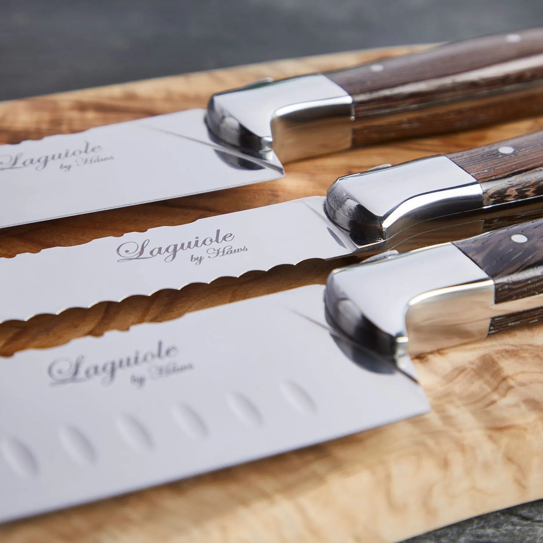 Laguiole by Hâws Knive-Knivsæt 3 dele wengé