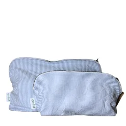 Omhu Wellness-Makeup pung 24x15 cm mini strib blå