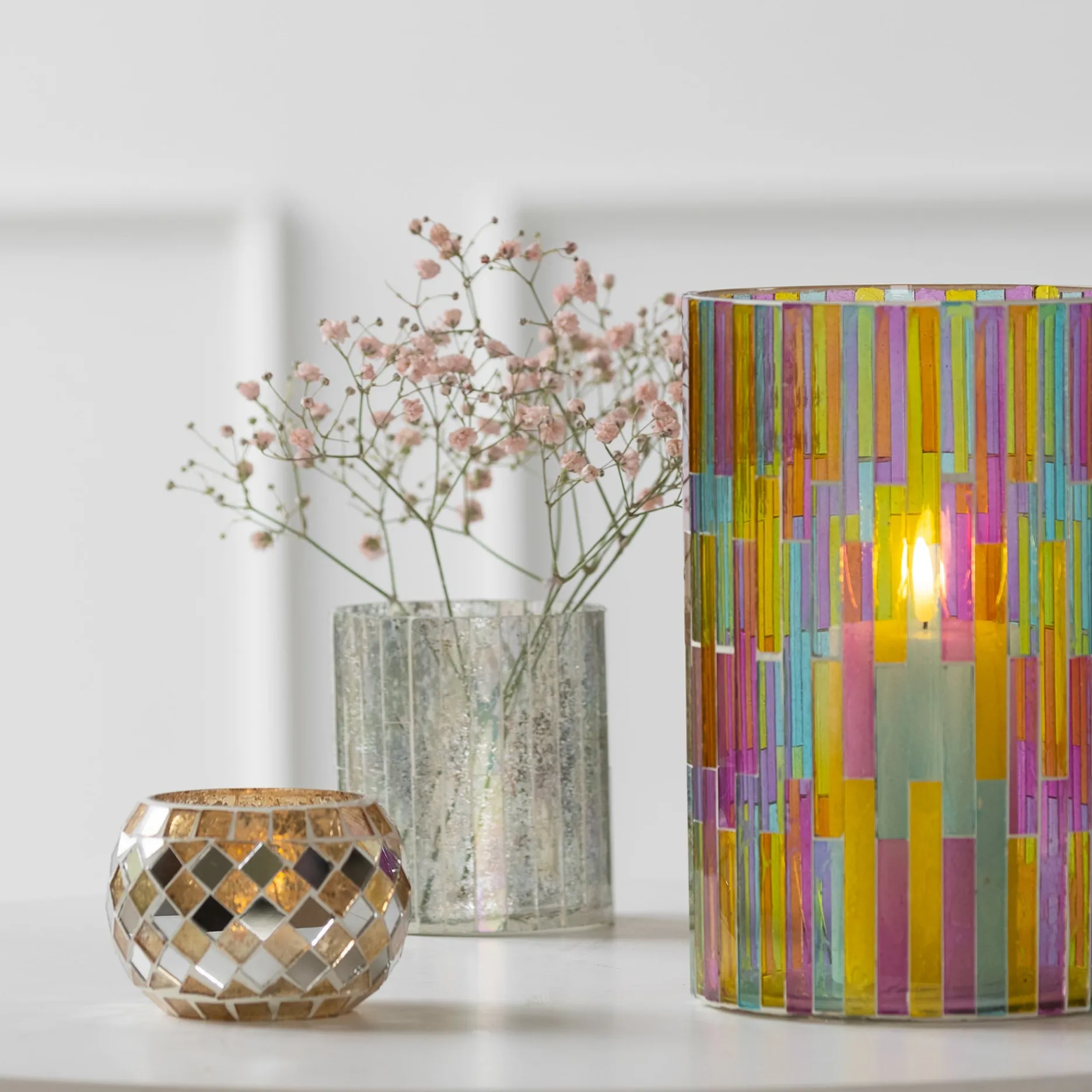 Sinnerup Lys & Stager-Mosaik fyrfadsstage H6,5 cm.