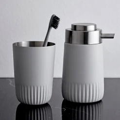 Södahl Tandbørsteholdere-Plissé tandbørstekrus light grey