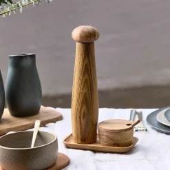 Aida Salt & Peber-RAW peberkværn og saltkar m/bakke teak