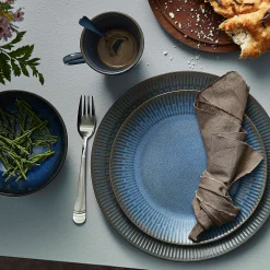 Aida Tilbud|Stel-Relief middagstallerken Ø27 cm stentøj blå