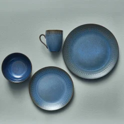 Aida Tilbud|Stel-Relief middagstallerken Ø27 cm stentøj blå