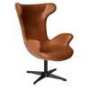 Furniture by Sinnerup Loungestole-Victor loungestol læder m. sort drejesokkel