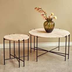 Furniture by Sinnerup Sofaborde-Viola IIII sofabord i travertine Ø80 cm