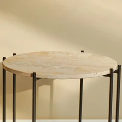 Furniture by Sinnerup Sofaborde-Viola IIII sofabord i travertine Ø45 cm