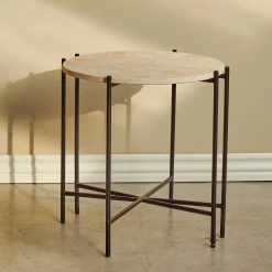 Furniture by Sinnerup Sofaborde-Viola IIII sofabord i travertine Ø45 cm
