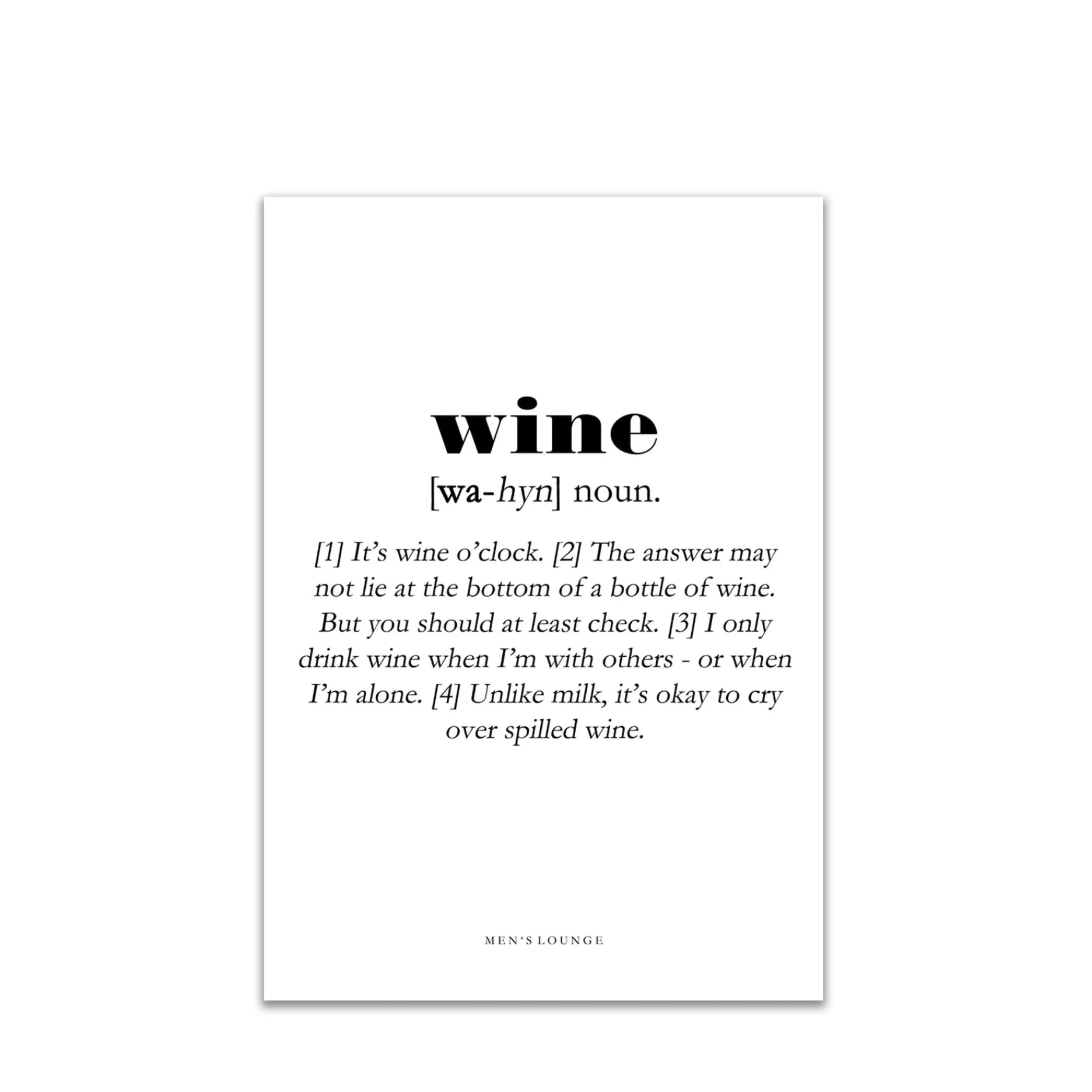 Men's Lounge Plakater Og Billeder-Wine Definition A4